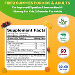 Halal & Gluten Free Fiber Gummies For Kids & Adults | 4G, 30-60 Servings | 60 Gummies | Improves Digestive Health, Immunity & Gut Health | Vegan Prebiotic | Non-Gmo, Gelatin-Free
