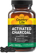 Country Life Coconut Activated Charcoal Capsules, 260Mg  Natural Charcoal Supplement For Gas And Bloating Relief - Gluten-Free, 100 Vegan Capsules