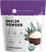 Kate Naturals Inulin Powder Organic From Blue Agave (8Oz) Soluble Prebiotic Fiber For Coffee, Yogurt & Smoothies