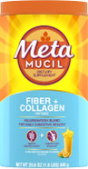 Metamucil Daily Fiber + Collagen, Psyllium Husk Powder, Plant Based Fiber Supplement, Sugar-Free With Stevia, 3-In-1 Fiber Supplement For Digestive Health, Orange Flavored, 90 Doses