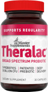Master Supplements Theralac - 30 Capsules - Multi-Strain Probiotic For Optimal Gut Health + Gas & Bloating Relief - Gluten Free - 30 Servings