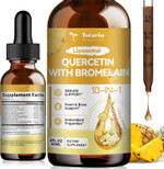 Liposomal Quercetin With Bromelain Liquid Drops - High Absorption Quercetin 1000Mg & Bromelain 500Mg Plus Elderberry,Vitamin C,Zinc For Immune & Antioxidant & Heart & Bone Support- 2 Fl Oz