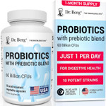 Dr. Berg Probiotic Supplement (60 Billion Cfus) - Helps Ease Occasional Constipation, Diarrhea, Gas & Bloating* - Pre And Probiotics For Digestive Health - 30 Probiotic Capsules