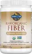 Garden Of Life Raw Organic Fiber Powder, 30 Servings, 15 Organic Superfoods, Probiotics, Omega-3 Ala, Soluble And Insoluble Fiber For Regularity, Psyllium Husk Free