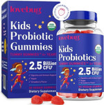 Lovebug Kids Probiotic Gummies  Organic Chewable Probiotics For Kids Aged 4+, Soil-Based ChildrenS Probiotic For Gut Health, Constipation, Digestive & Immune Support, Vegan, 30 Chews, Strawberry