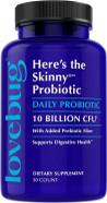 Lovebug Here'S The Skinny | Helps With Constipation, Gas, Bloat & Digestive Upset | Multi-Strain Probiotics 10 Billion Cfu, 60 Count
