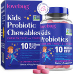 Lovebug Probiotics For Kids  Probiotic Chewables With Prebiotic Fiber For Age 4+, Daily Children'S Gut Health, Constipation, Digestive & Immune Support Supplement, Sugar-Free Berry Flavor, 30 Ct