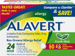 Alavert Allergy 24 Hour Relief, Fresh Mint Flavor, Orally Disintegrating Allergy Tablets, Non-Drowsy Antihistamine, Loratadine 10Mg, 60 Count
