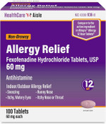 Healthcareaisle Allergy Relief - Fexofenadine Hydrochloride Tablets Usp, 180 Mg, 90 Tablets, Allergy Medication, Non-Drowsy 24-Hour Relief Healthcareaisle Allergy Relief - Fexofenadine Hydrochloride Tablets Usp, 180 Mg, 90 Tablets, Allergy Medication, Non-Drowsy 24-Hour Relief