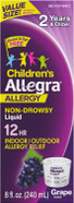Allegra Children'S 12-Hour Allergy Relief Liquid, Non-Drowsy Indoor And Outdoor Allergy Medicine, 30 Mg Fexofenadine Hci Antihistamine For Kids, Grape Flavor, 4 Oz