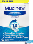 Mucinex 12 Hour 600 Mg Guaifenesin Extended-Release Tablets For Excess Mucus Relief, Expectorant Aids Excess Mucus Removal, Chest Congestion Relief, 80 Bi-Layer Tablets