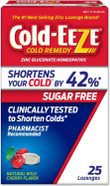 Cold-Eeze Sugar-Free, Natural Wild Cherry Zinc Lozenges, Homeopathic Cold Remedy, Shortens The Common Cold, Sore Throat, Cough, Congestion & Post Nasal Drip, 25 Ct