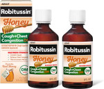 Robitussin Maximum Strength Honey Cough Plus Chest Congestion Dm, Cough Medicine For Cough And Chest Congestion Relief Made With Real Honey For Flavor - 8 Fl Oz X 2