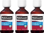 Robitussin Cough And Chest Congestion Dm, Children'S Cough Medicine, Grape Flavor - 4 Fl Oz X 3 Robitussin Cough And Chest Congestion Dm, Children'S Cough Medicine, Grape Flavor - 4 Fl Oz X 3