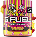 G Fuel Hype Sauce Energy Drink Powder, Pre Workout Caffeine Mix For Gaming, Sugar Free Focus Amino, Vitamin + Antioxidants, 9.9Oz (Raspberry Lemonade, 40 Servings)