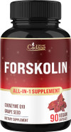 Organic Cadane Forskolin Supplement With Coenzyme Q10 & Grape Seed Extract | Supports Body Management & Energy | Vegan, Non-Gmo  90 Capsules  45-Day Supply