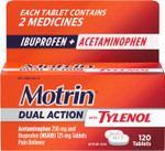 Motrin Dual Action With Tylenol, Fast-Acting Dual Action Pain Reliever With Ibuprofen & Acetaminophen For Minor Aches & Pains, Ibuprofen (Nsaid) 125 Mg & Acetaminophen 250 Mg, 20 Ct Motrin Dual Action With Tylenol, Fast-Acting Dual Action Pain Reliever With Ibuprofen & Acetaminophen For Minor Aches & Pains, Ibuprofen (Nsaid) 125 Mg & Acetaminophen 250 Mg, 20 Ct