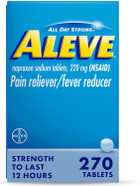 Aleve Pain Reliever & Fever Reducer Tablets, Naproxen Sodium, Headache, Back And Body Pain Relief Medicine, 270 Count Aleve Pain Reliever & Fever Reducer Tablets, Naproxen Sodium, Headache, Back And Body Pain Relief Medicine, 270 Count