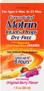 Infants' Motrin Oral Suspension Concentrated Liquid Medicine Drops With Ibuprofen, Nsaid Fever Reducer & Pain Reliever For Babies, Dye Free, Alcohol-Free, Berry Flavored, 1 Fl. Oz