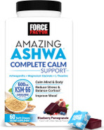 Force Factor Amazing Ashwa Complete Calm Support With Ksm-66 Ashwagandha, Like Ashwangandha Gummies To Promote Calm & Relaxation With Magnesium & L-Theanine, Blueberry Pomegranate, 60 Soft Chews