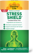 Country Life Stress Shield  Stress & Tension Relief Supplement With Ashwagandha, B-Vitamins For Energy & Emotional Well-Being, Supports Mental Clarity & Resilience, Gluten-Free, Vegan, 60 Capsules