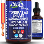 Tongkat Ali Liquid Drops Shilajit, Ashwagandha, Turkesterone, Fadogia Agrestis, Magnesium, Irish Sea Moss, And Zinc Herbal Supplement By Clean Nutra