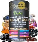 Organic Pure Himalayan Shilajit Gold Gummies For Men And Women, Black Seed Oil, Ashwagandha, Ginseng, Turmeric, Gokshura, Lion'S None, Lab Tested,%75 Fulvic Acid, No Sugar Added, Halal, 90Gummy