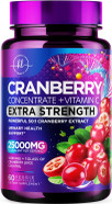 Cranberry Supplement 25,000Mg Formula + Vitamin C  Urinary Tract Health Support For Women & Men, 50:1 Whole Fruit Cranberry Extract Pills For Women, Sugar-Free, Non-Gmo, Gluten-Free - 60 Capsules