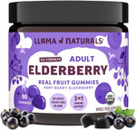 Llama Naturals Elderberry Gummies For Adults, Vegan, Organic Immune Support Supplement With Vitamin C And Zinc, Real Fruit Gummy Vitamins For Immunity, Chewable, No Added Sugar Cane, 90 Ct
