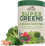 Country Farms Super Greens Berry Flavor, 50 Organic Super Foods, Usda Organic Drink Mix (Wheat Grass, Spirulina, Chlorella) Mushrooms & Probiotics, With Fiber, Gut Health, Natural Energy, 30 Servings