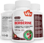 Vev Berberine Supplement With Ceylon Cinnamon, Cayenne Pepper, Turmeric, Milk Thistle, Vegan & Non-Gmo  120 Capsules