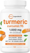 Micro Ingredients Turmeric Curcumin Supplement 1,000Mg, 120 Veggie Capsules | 95% Curcuminoids With Bee Propolis, Mct Oil, Vitamin C & Black Pepper | Enhanced Absorption | Vegan, Non-Gmo, Filler Free