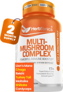 Herbtonics All-In-One Mushroom Supplement For Immune System Support | Nootropic Brain Support Supplement With Lion'S Mane, Cordyceps, Reishi | Powerful Mushroom Complex | 120 Vegan Capsules
