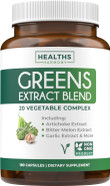 Super Greens Antioxidants Superfoods 2250Mg Supplement - 20 Ingredients With Sprouts, Mushrooms, Roots, Garlic, Bitter Melon, Artichoke, Celery Seed, Cayenne Pepper, Alfalfa Non Gmo - 180 Capsules