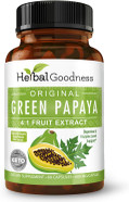 Green Papaya Capsules 4X Strength, Organic Papaya Leaf & Fruit Extract For Platelets, Digestive Health, Enzymes, Probiotics, Antioxidants  600Mg, 60 Capsules, Case Of 12  Herbal Goodness