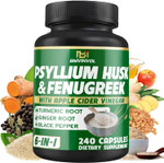 Bmvinvol Psyllium Husk Fiber Supplement With Fenugreek, Apple Cider Vinegar, Turmeric, Ginger, Black Pepper- Digestion Health Support - 240 Capsules Bmvinvol Psyllium Husk Fiber Supplement With Fenugreek, Apple Cider Vinegar, Turmeric, Ginger, Black Pepper- Digestion Health Support - 240 Capsules