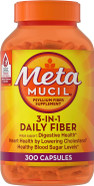 Metamucil, Daily Psyllium Husk Powder Supplement, 3-In-1 Fiber Supplement For Digestive Health, Plant Based Fiber Supplement, 300Ct Capsules