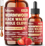 Satoomi 8In1 Wormwood Liquid Drops With Black Walnut, Whole Cloves And 5 More - 60Ml For 60 Days Supply