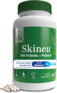 Health Thru Nutrition Skineu - Skin Probiotic + Prebiotic | Supports Skin Hydration & Elasticity | Clinically Studied Ingredients |3Rd Party Tested, Non-Gmo & Gluten-Free | 30 Vegecapsules