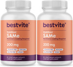 Bestvite Sam-E 200Mg Stabilized (120 Vegetarian Capsules) (60 X 2) - Easy To Swallow Capsule Form - No Enteric Coat Needed - No Stearates - No Fillers - Vegan - Non Gmo - Gluten Free Bestvite Sam-E 200Mg Stabilized (120 Vegetarian Capsules) (60 X 2) - Easy To Swallow Capsule Form - No Enteric Coat Needed - No Stearates - No Fillers - Vegan - Non Gmo - Gluten Free
