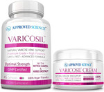Approved Science Varicosil Capsules And Cream - 90 Capsules - 4 Fl Oz - Soothe Varicose Veins, Improve Circulation And Blood Flow, Tighten Stretched Veins, Lighten Appearance - All Natural, Vegan