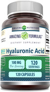 Amazing Formulas Hyaluronic Acid 100Mg 250 Capsules Supplement | Non Gmo | Gluten Free | Made In Usa