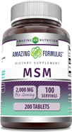 Amazing Formulas Msm (Methylsulfonylmethane) Supplement | 1000 Mg Per Serving | 200 Tablets | Non-Gmo | Gluten Free | Made In Usa Amazing Formulas Msm (Methylsulfonylmethane) Supplement | 1000 Mg Per Serving | 200 Tablets | Non-Gmo | Gluten Free | Made In Usa