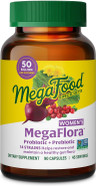 Megafood Megaflora Probiotics For Women + Prebiotics And Probiotics With 14 Strains & 50 Billion Cfus, With Cranberry For Women Digestive Health, Vegetarian - 60 Capsules (30 Servings)