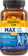Country Life Max For Men Multivitamin: Iron-Free, Gluten Free, Saw Palmetto, Lycopene, Daily Support For Energy, Heart & Men'S Health,120 Vegetarian Tablets