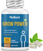 Nubest Grow Power - Calcium Supplement - Magnesium Supplement With Vitamin D3, B6, Zinc, Phosphorus And Multivitamin For Strong Bones, Overall Health For Age 10+ | 60 Capsules | 1 Month Supply