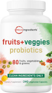 Fruits And Veggies Supplement With Probiotics, 240 Vegetarian Capsules | Balance Of Natural 80 Fruits & Veggies Superfood Blend | Fresh Super Greens With Probiotic For Immune & Digestive Health
