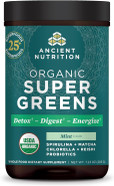 Ancient Nutrition Supergreens Powder With Probiotics, Organic Peppermint Flavor Greens, Made From Real Fruits, Vegetables And Herbs, For Digestive And Energy Support, 25 Servings, 7.23Oz