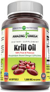 Amazing Omega Krill Oil With Omega 3S Epa, Dha, Phospholipids And Astaxanthin 1000Mg Per Serving 60 Softgels Supplement | Non-Gmo | Gluten Free