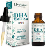 Livewise Naturals Dha Omega-3 Liquid Drops For Infants And Toddlers, Vegan-Friendly Omega-3 Essential Supplement, Promotes Healthy Brain, Eyes, Body Defense, Baby And Toddler Nutrition
